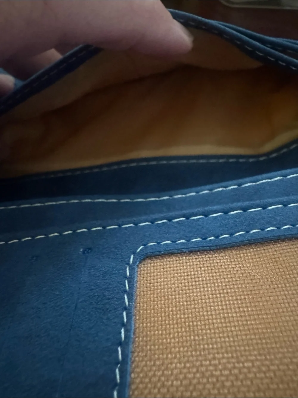 Women's Slate Blue Fold-Over Wallet with Contrast Stitching NWOT